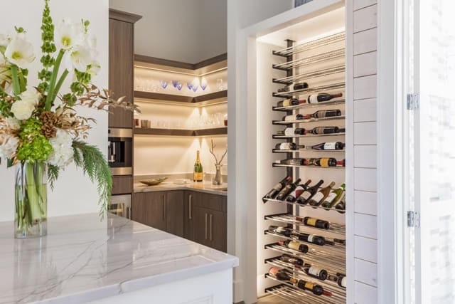 Butler's Pantry of Apex Home with wine racks