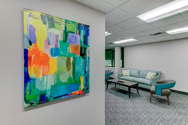 Bright artwork in Second Floor lobby