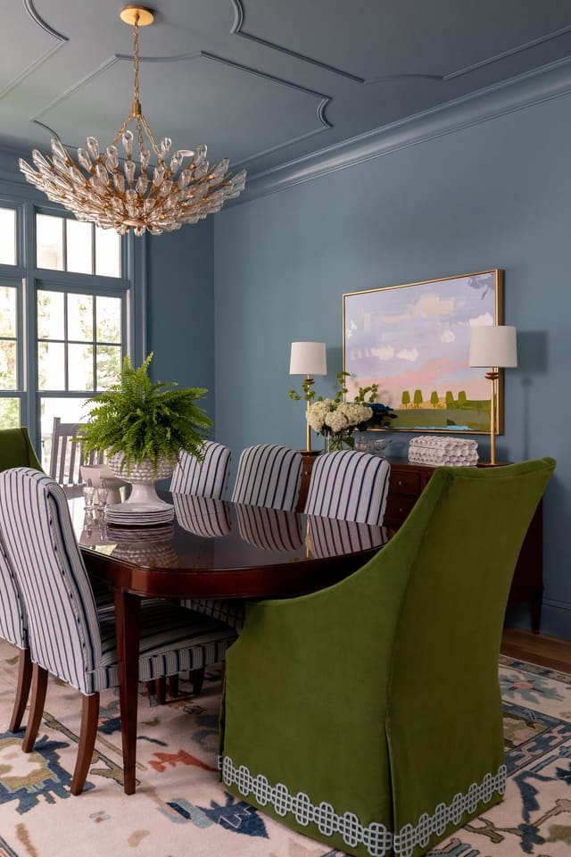 Dining Room with Blue & Green Accents