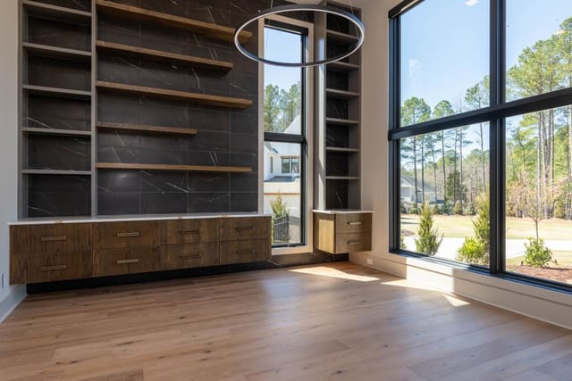 Downstairs Study with Black Marble Accent Wall