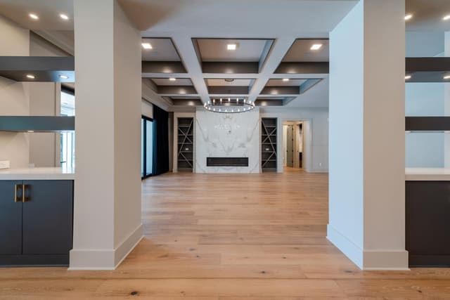 Living Area with Marble Fireplace