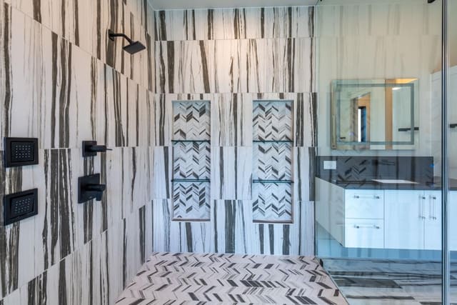 Overview of Abstract Pattern Walk-in Shower