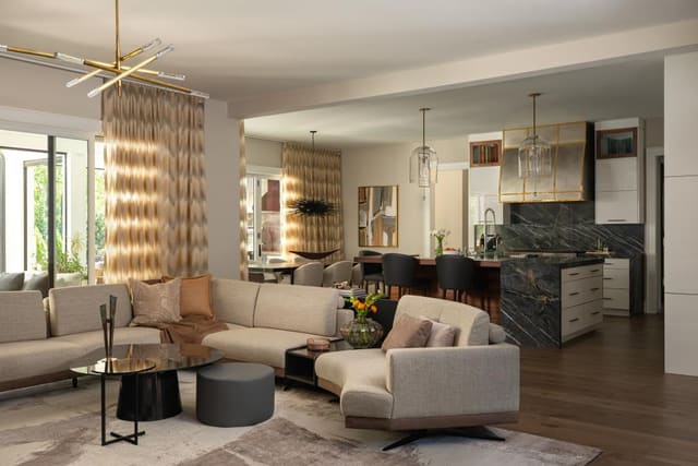 Open Concept Living Room into Kitchen