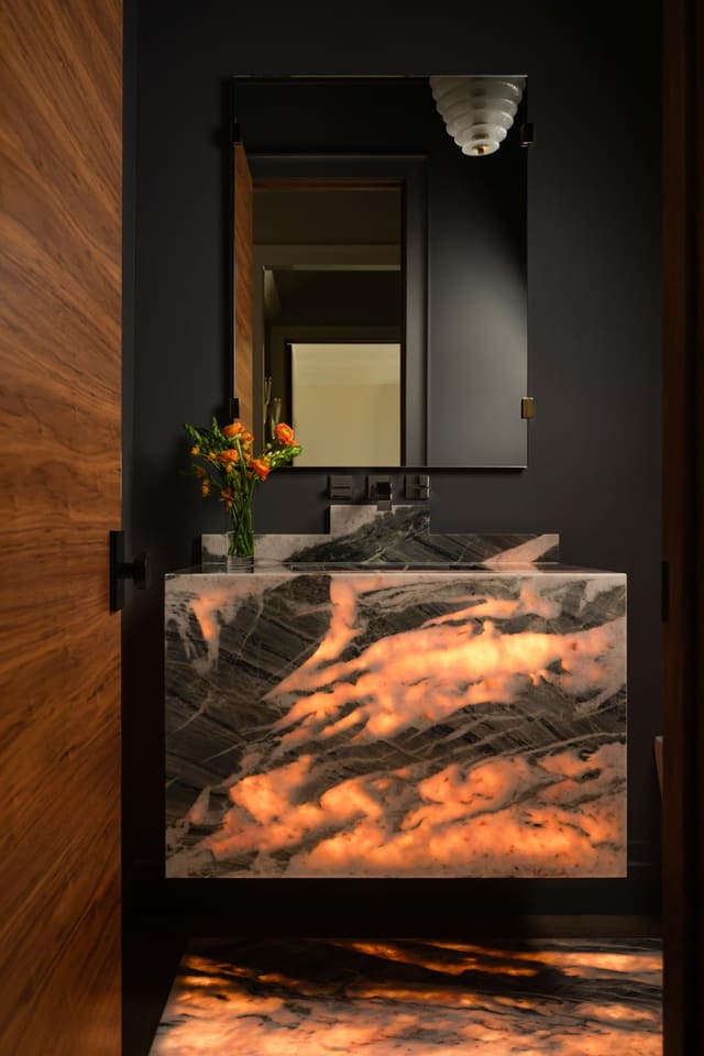 Powder Bath with Lit Marble
