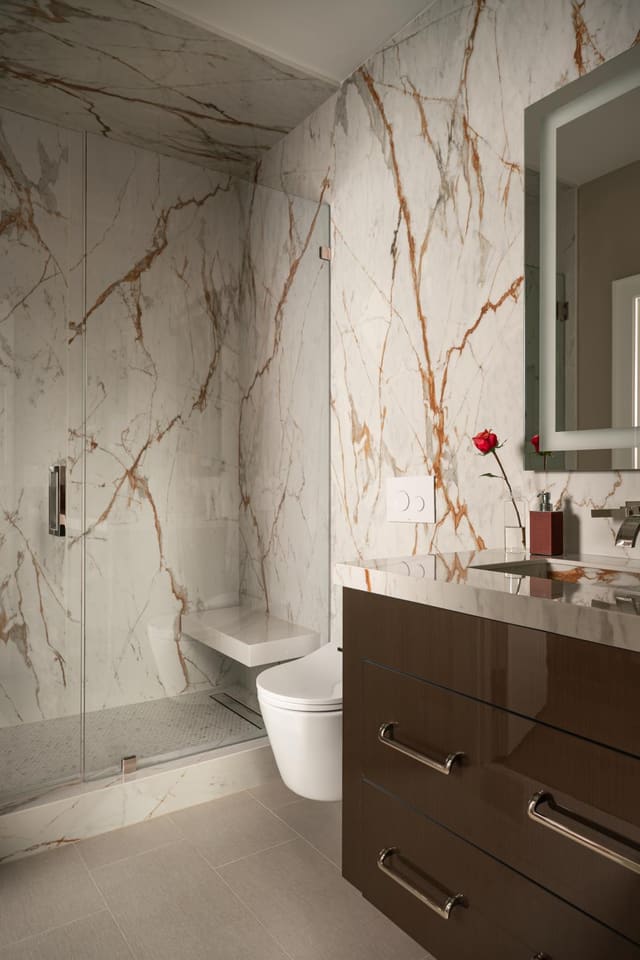 Guest Bath with Marble Walls