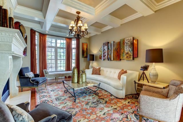 Living Room with custom sectional and beautiful rug