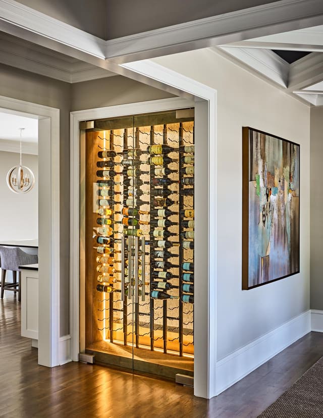 Back-lit wine storage in Wake Forest home