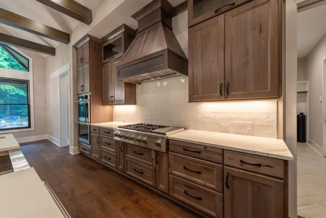 Kitchen Area with Deep Brown Cabinets