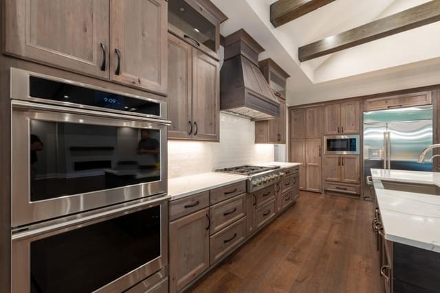 Kitchen Area with Deep Brown Cabinets