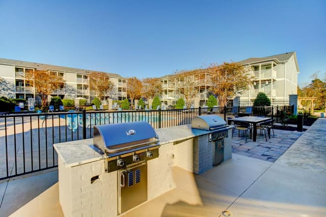 Pool area at Indigo Apartments