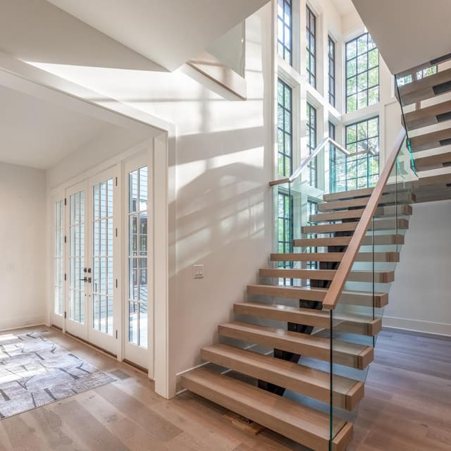 Modern floating staircase.