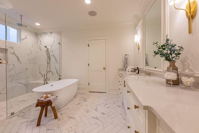 Master Bath of Raleigh home with soaker tub