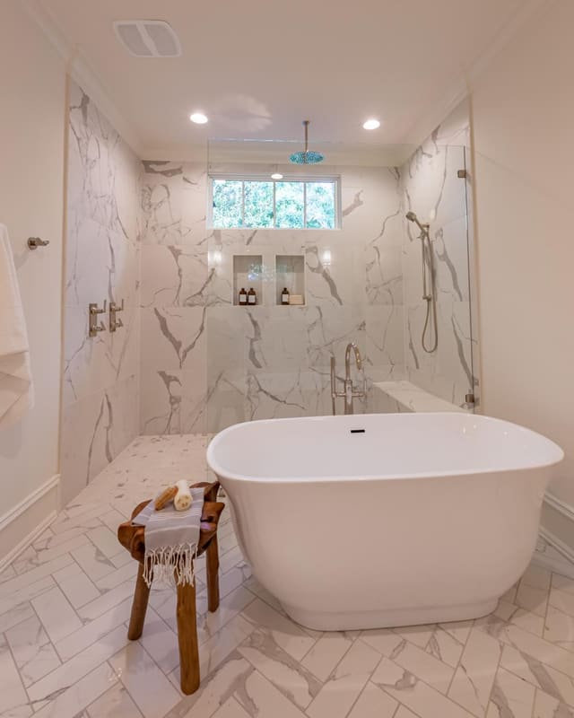 Master Bath of Raleigh home with soaker tub