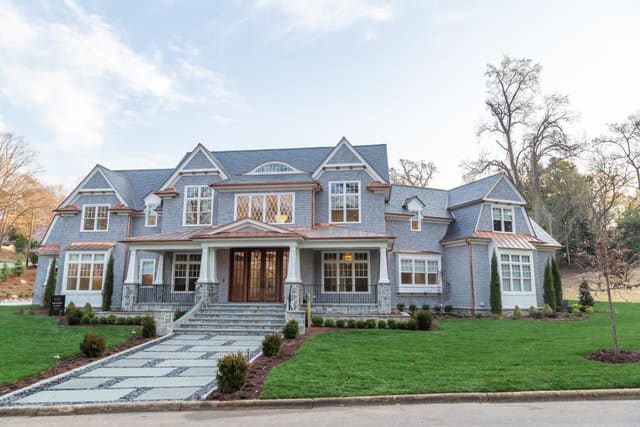 Exterior of Home with Copper Accents and Gray Siding