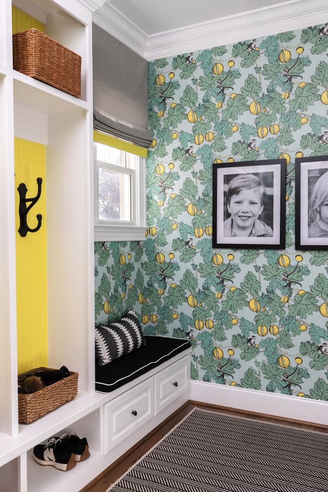 Front Room with playful wallpaper
