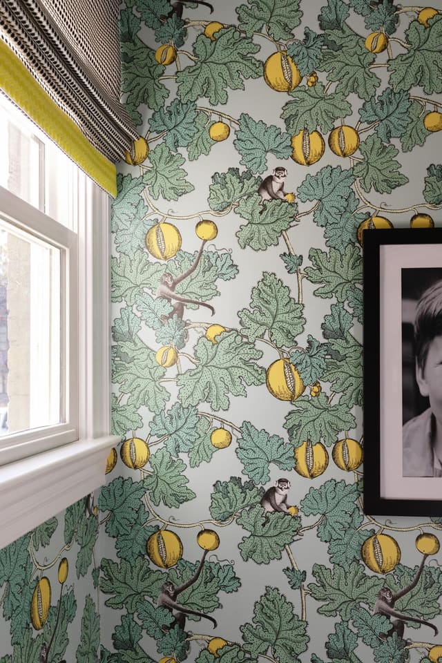 Close up of wallpaper in front room