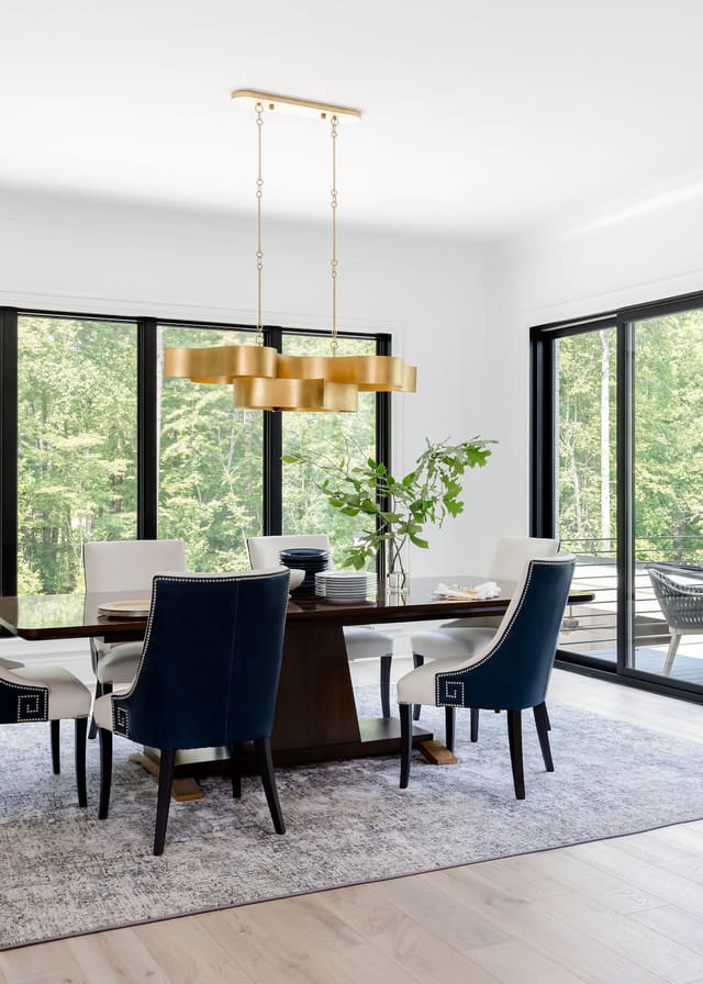Dining table and chairs.