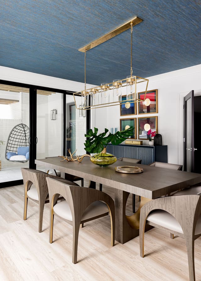 Dining table and chairs.