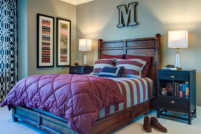 Boy's Bedroom with masculine furniture and semi custom bedding
