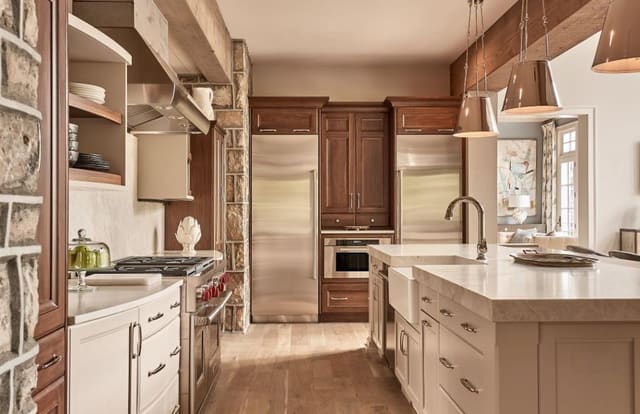 Rustic Kitchen in N. Raleigh Model Home w/ large island