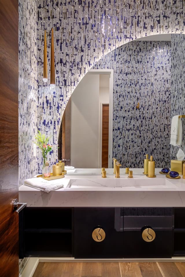 Powder Bath with Gold Hardware
