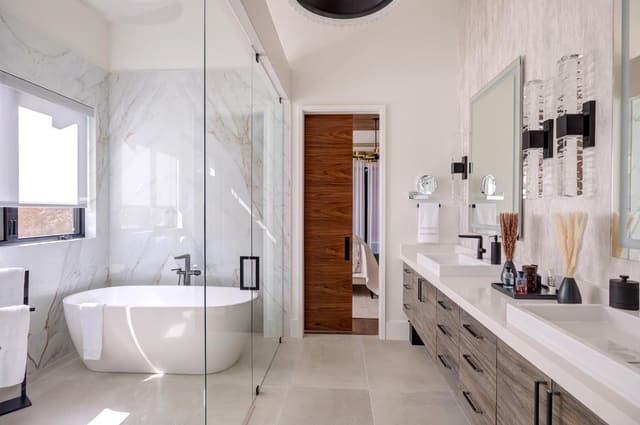 Master Bath with Marble Walk-in Shower
