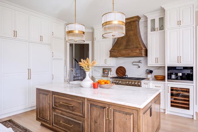 Bright kitchen with natural wood accents.