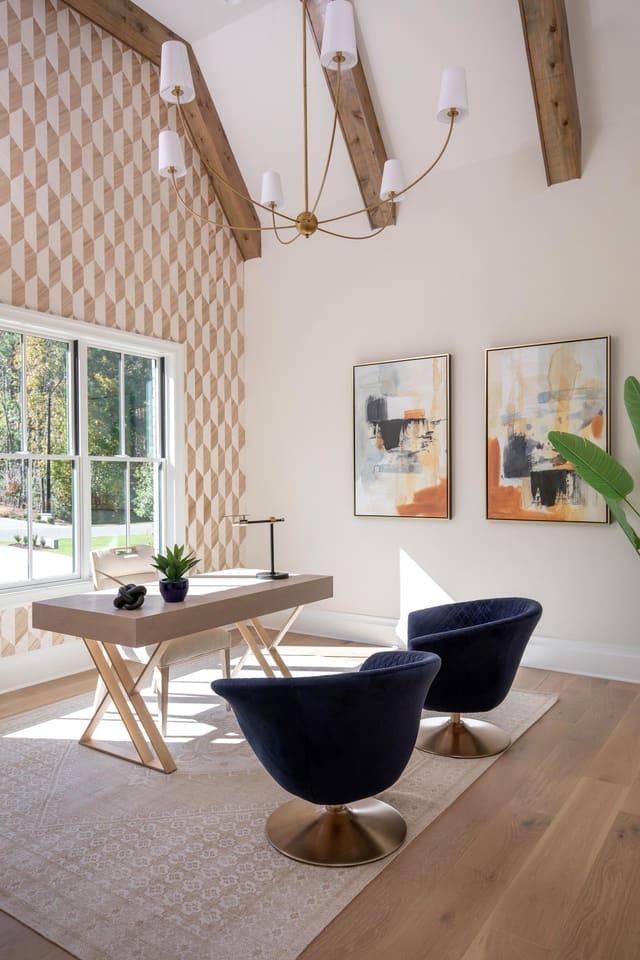 Study with Geometric Wallpaper