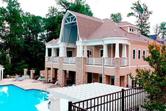Exterior back of Raleigh Hamptons style clubhouse