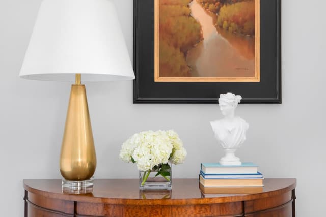 Close up of foyer accessories