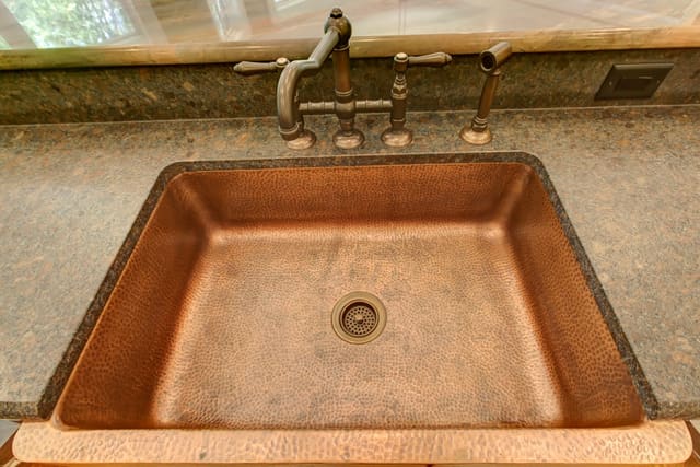 Hammered copper sink in Raleigh Kitchen