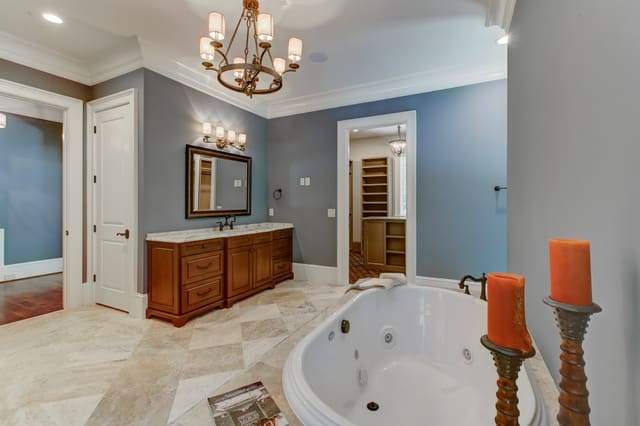 Master Bathroom in Raleigh home with marble countertops
