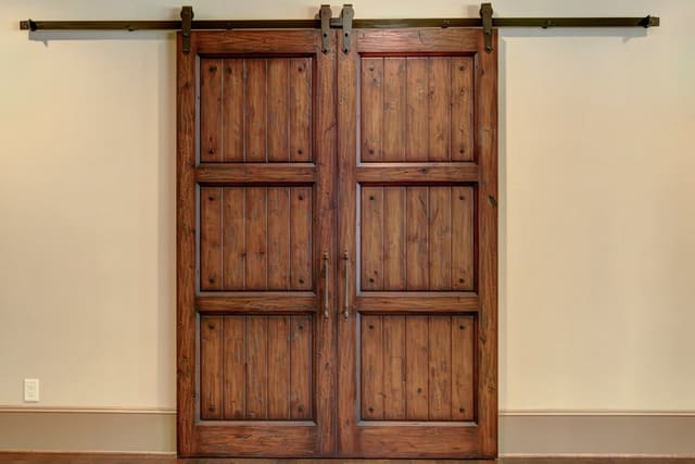 Barn style doors on track in Raleigh home