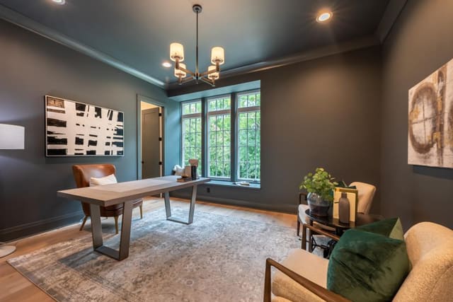 Office space with abstract art