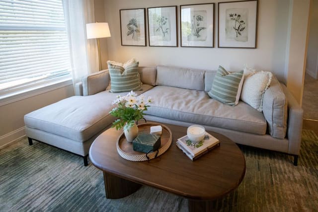 Living Room with Green Accents