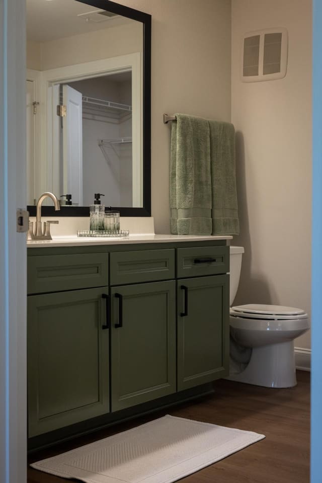 Bathroom with Green Cabinetry