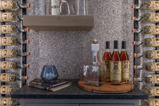 Bar Area with Gold and Wood Accents