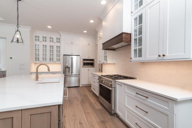 Kitchen with White Brick Backsplash