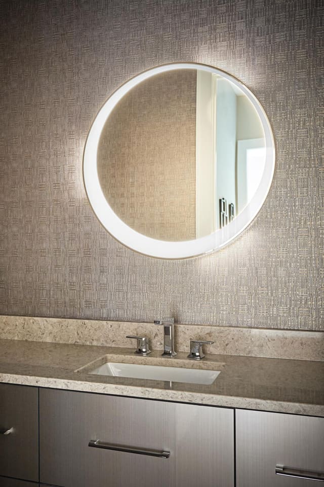 Modern Bathroom with lighted mirror