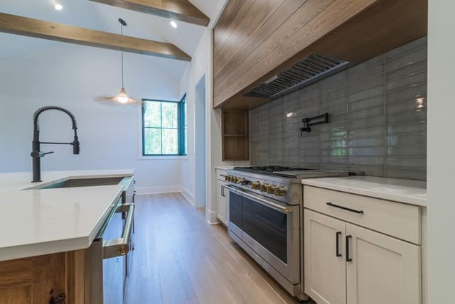 Kitchen Area with Exposed Beams
