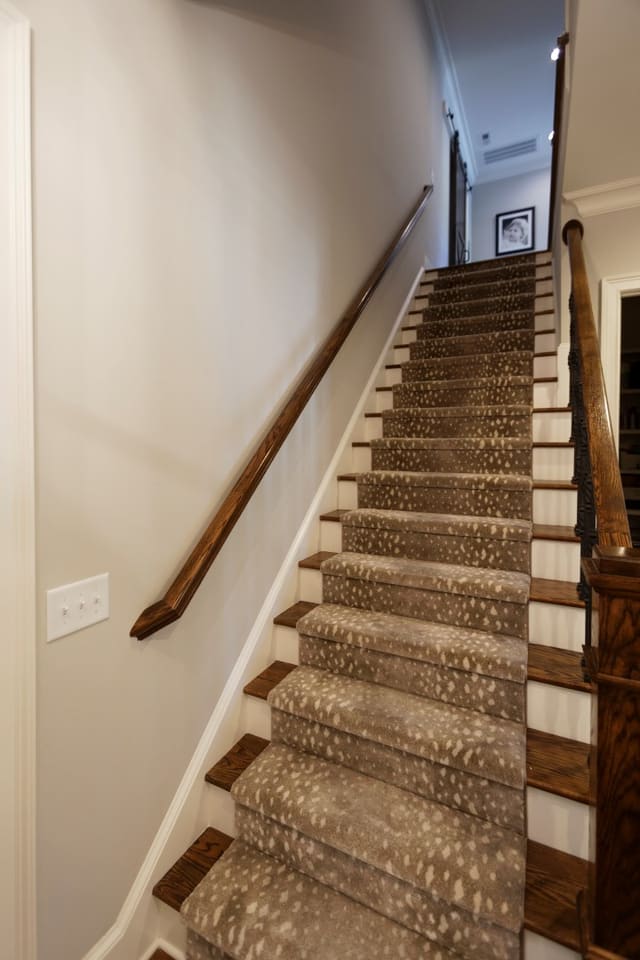 Staircase with Antelope Patterned Runner