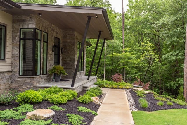 Close up Modern Exterior with Stone Detailing